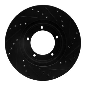 Land Rover Defender 90 Brake Rotor (1) - Front Left - R1 Concepts - Drilled & Slotted - Black - `90-`16